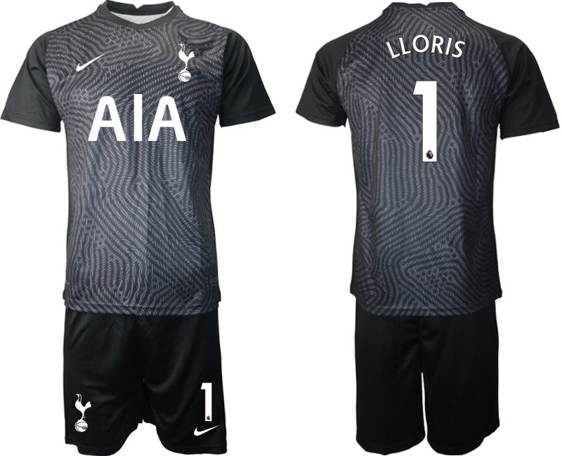2021 Men Tottenham Hotspur black goalkeeper #1 soccer jerseys->tottenham jersey->Soccer Club Jersey